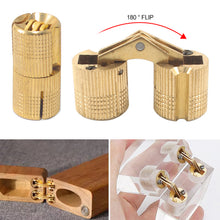 Load image into Gallery viewer, 8/10/12/14/16mm Copper Barrel Hinges Cylindrical Hidden Cabinet Concealed Hinge Invisible Brass Hinges Wood Box Furniture Hardware