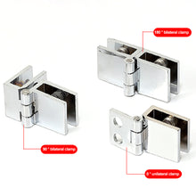 Load image into Gallery viewer, 0/90/180 Degree Glass Clip Hinge Home Glass Installation Clamp Hinge Zinc Alloy Wine Cabinet Showcase Hinge Bathroom Furniture Hardware