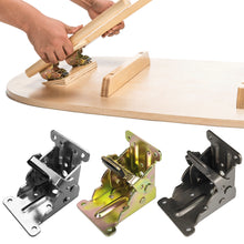 Load image into Gallery viewer, Iron Folding Support Frame Self-Locking Hinge Table Leg Fittings Gussets for Folding Legs 90 Degree Folding Hinge Hardware Tool