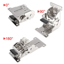 Load image into Gallery viewer, Iron Folding Support Frame Self-Locking Hinge Table Leg Fittings Gussets for Folding Legs 180 Degree Folding Hinge Hardware Tool