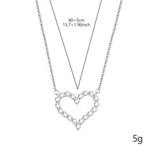 Load image into Gallery viewer, Simple Shiny Hollow Heart-shaped Pendant Necklace Women Temperamental Versatile Alloy Collar Chain Necklace Jewelry