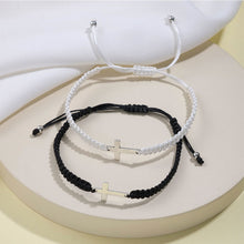 Load image into Gallery viewer, Handwoven Cross Bracelet Black White Set Couple Bracelet Simple Versatile Hand Jewelry for Women Men