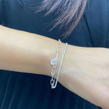Load image into Gallery viewer, Shining Heart-shaped Double Layered Bracelet Fashionable Silvery Alloy Bracelet Women Hand Jewelry Accessory