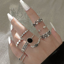 Load image into Gallery viewer, Retro Ring Set Punk Personalized Peach Heart Five Pointed Star Rose Ring Opening Adjustable Alloy Ring Jewelry