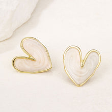 Load image into Gallery viewer, Simple Retro Heart-shaped Earrings Fashionable Niche Alloy Dripping Oil Earrings Ear Studs Women Ear Jewelry
