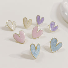Load image into Gallery viewer, Simple Retro Heart-shaped Earrings Fashionable Niche Alloy Dripping Oil Earrings Ear Studs Women Ear Jewelry