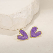 Load image into Gallery viewer, Simple Retro Heart-shaped Earrings Fashionable Niche Alloy Dripping Oil Earrings Ear Studs Women Ear Jewelry
