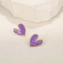 Load image into Gallery viewer, Simple Retro Heart-shaped Earrings Fashionable Niche Alloy Dripping Oil Earrings Ear Studs Women Ear Jewelry