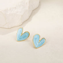 Load image into Gallery viewer, Simple Retro Heart-shaped Earrings Fashionable Niche Alloy Dripping Oil Earrings Ear Studs Women Ear Jewelry