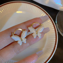 Load image into Gallery viewer, White Glazed Butterfly Earrings Exquisite Fashionable Alloy Earrings Ear Studs Women Ear Jewelry Accessories