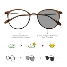 Load image into Gallery viewer, Color Changing Anti Blue Light Glasses Circular Glasses Frame Comfortable Outdoor Sunglasses For Women