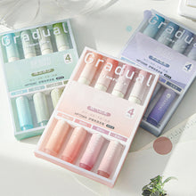 Load image into Gallery viewer, 4pcs/set Macaron Color Gradient Highlighter Pens Kawaii Stationery Students Marker Pen Drawing Tool Cute School Office Supplies