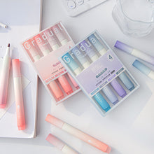 Load image into Gallery viewer, 4pcs/set Macaron Color Gradient Highlighter Pens Kawaii Stationery Students Marker Pen Drawing Tool Cute School Office Supplies