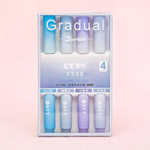 Load image into Gallery viewer, 4pcs/set Macaron Color Gradient Highlighter Pens Kawaii Stationery Students Marker Pen Drawing Tool Cute School Office Supplies