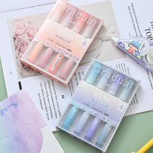 Load image into Gallery viewer, 4pcs/set Macaron Color Gradient Highlighter Pens Kawaii Stationery Students Marker Pen Drawing Tool Cute School Office Supplies