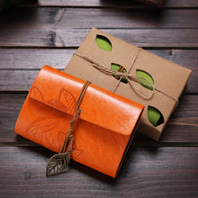 Load image into Gallery viewer, A7 Loose-leaf Photo Album PU Leather Kraft Paper Maple Leaves Cover Diary Notebook Vintage Cover Traveler Album Journals School Supplies