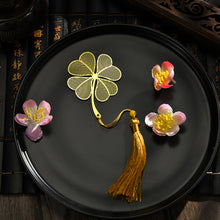 Load image into Gallery viewer, Gold Color Leaf Shape BookmarksWith Tassel Fashion Hollow Lotus Shape Book Marks Student Stationery School Office Supplies Gifts