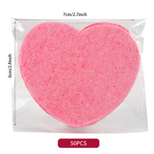 Load image into Gallery viewer, 10pcs Heart Shaped Makeup Removal Sponge Compressed Cellulose Sponge Wood Pulp Cotton Face Washing Cleanser Sponge Cosmetic Puff