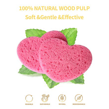 Load image into Gallery viewer, 10pcs Heart Shaped Makeup Removal Sponge Compressed Cellulose Sponge Wood Pulp Cotton Face Washing Cleanser Sponge Cosmetic Puff