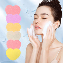Load image into Gallery viewer, 10pcs Heart Shaped Makeup Removal Sponge Compressed Cellulose Sponge Wood Pulp Cotton Face Washing Cleanser Sponge Cosmetic Puff