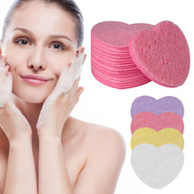 Load image into Gallery viewer, 10pcs Heart Shaped Makeup Removal Sponge Compressed Cellulose Sponge Wood Pulp Cotton Face Washing Cleanser Sponge Cosmetic Puff