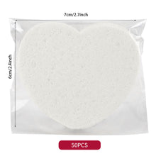 Load image into Gallery viewer, 10pcs Heart Shaped Makeup Removal Sponge Compressed Cellulose Sponge Wood Pulp Cotton Face Washing Cleanser Sponge Cosmetic Puff