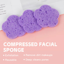 Load image into Gallery viewer, 10pcs Plum Blossom Compressed Wood Pulp Cotton Natural Facial Cleanser Face Washing Cleansing Sponge Cosmetic Puff