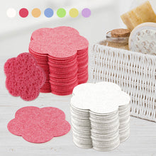 Load image into Gallery viewer, 10pcs Plum Blossom Compressed Wood Pulp Cotton Natural Facial Cleanser Face Washing Cleansing Sponge Cosmetic Puff