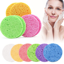 Load image into Gallery viewer, 5pcs Circular Compressed Wood Pulp Cotton Face Cleansing Puff Biodegradable Cleansing Puff Cleansing Makeup Removal Sponge Puff