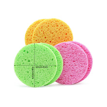 Load image into Gallery viewer, 5pcs Circular Compressed Wood Pulp Cotton Face Cleansing Puff Biodegradable Cleansing Puff Cleansing Makeup Removal Sponge Puff