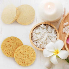 Load image into Gallery viewer, 5pcs Circular Compressed Wood Pulp Cotton Face Cleansing Puff Biodegradable Cleansing Puff Cleansing Makeup Removal Sponge Puff
