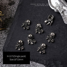Load image into Gallery viewer, 3pcs 3D Retro Dark Gothic Punk Style Alloy Nail Art Charms Heart Skeleton Spider Cross Design for Halloween Nails Decoration Accessories