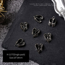 Load image into Gallery viewer, 3pcs 3D Retro Dark Gothic Punk Style Alloy Nail Art Charms Heart Skeleton Spider Cross Design for Halloween Nails Decoration Accessories