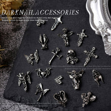Load image into Gallery viewer, 3pcs 3D Retro Dark Gothic Punk Style Alloy Nail Art Charms Heart Skeleton Spider Cross Design for Halloween Nails Decoration Accessories