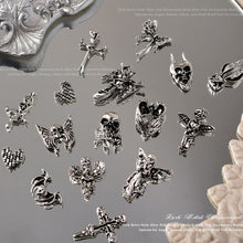 Load image into Gallery viewer, 3pcs 3D Retro Dark Gothic Punk Style Alloy Nail Art Charms Heart Skeleton Spider Cross Design for Halloween Nails Decoration Accessories
