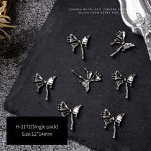 Load image into Gallery viewer, 3pcs 3D Retro Dark Gothic Punk Style Alloy Nail Art Charms Heart Skeleton Spider Cross Design for Halloween Nails Decoration Accessories