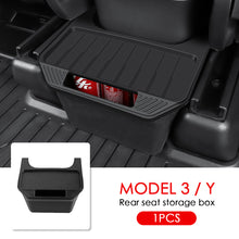 Load image into Gallery viewer, Car Rear Seat Storage Box Organizer Auto Center Console Bins Backseat Trash Can Garbage Bag Under Seat Tray for Tesla Model Y Accessories