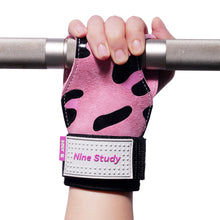 Load image into Gallery viewer, 1 Pair Professional Woman Hard Pull Power Belt Cat Shape Cowhide Wrist Brace Grip Strap Pull-Up Dumbbell Horizontal Bar Fitness Non-Slip Gloves