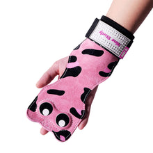 Load image into Gallery viewer, 1 Pair Professional Woman Hard Pull Power Belt Cat Shape Cowhide Wrist Brace Grip Strap Pull-Up Dumbbell Horizontal Bar Fitness Non-Slip Gloves