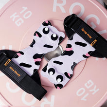 Load image into Gallery viewer, 1 Pair Professional Woman Hard Pull Power Belt Cat Shape Cowhide Wrist Brace Grip Strap Pull-Up Dumbbell Horizontal Bar Fitness Non-Slip Gloves