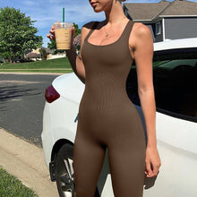 Load image into Gallery viewer, Women's Screw Thread Square Collar Vest One-Piece Yoga Shapewear Outdoor Sports Fitness High-Bounce Hip Lift Sexy Jumpsuit
