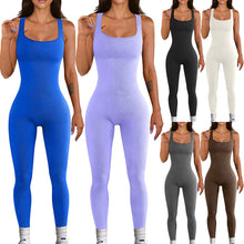 Load image into Gallery viewer, Women's Screw Thread Square Collar Vest One-Piece Yoga Shapewear Outdoor Sports Fitness High-Bounce Hip Lift Sexy Jumpsuit