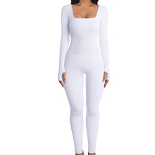 Load image into Gallery viewer, Women's Screw Thread Square Collar Long-Sleeved One-Piece Yoga Shapewear Outdoor Sports Fitness High-Bounce Hip Lift Sexy Jumpsuit