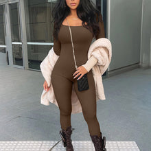 Load image into Gallery viewer, Women's Screw Thread Square Collar Long-Sleeved One-Piece Yoga Shapewear Outdoor Sports Fitness High-Bounce Hip Lift Sexy Jumpsuit