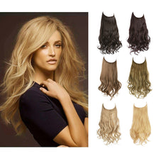 Load image into Gallery viewer, Synthetic Hair Extensions Fish Wire No Clips Fake Ombre Gradient Color Pink Blonde Brown Black Natural Wavy Hair Piece for Woman