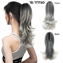 Load image into Gallery viewer, Synthetic Claw Clip in Ponytail Hair Extensions Hairpiece False Blonde Hair Wavy False Pigtail with Elastic Band Horse Tail Women Wig