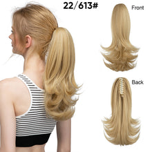 Load image into Gallery viewer, Synthetic Claw Clip in Ponytail Hair Extensions Hairpiece False Blonde Hair Wavy False Pigtail with Elastic Band Horse Tail Women Wig