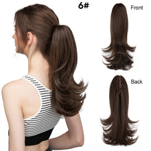 Load image into Gallery viewer, Synthetic Claw Clip in Ponytail Hair Extensions Hairpiece False Blonde Hair Wavy False Pigtail with Elastic Band Horse Tail Women Wig