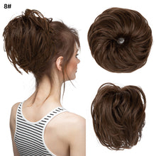 Load image into Gallery viewer, Elastic Synthetic Fake Hair Bun Curly Band Fake Hair Circles Natural Fluffy with Long Whiskers Curly Hair Circles Women Wig
