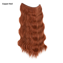 Load image into Gallery viewer, Synthetic Wave Invisible Clip in Hair Extensions 18inch Fish Line Gradient Color Natural Blonde One Piece Hairpiece Fake Hair Piece